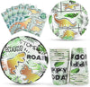 Party Tableware Set for Kids 16 Guests 66pcs Birthday Decorations Gold Dinosaur