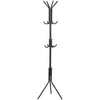 Steel Standing Coat Rack – 12 Hooks, Triangle Base, 68.5in Tall – Black