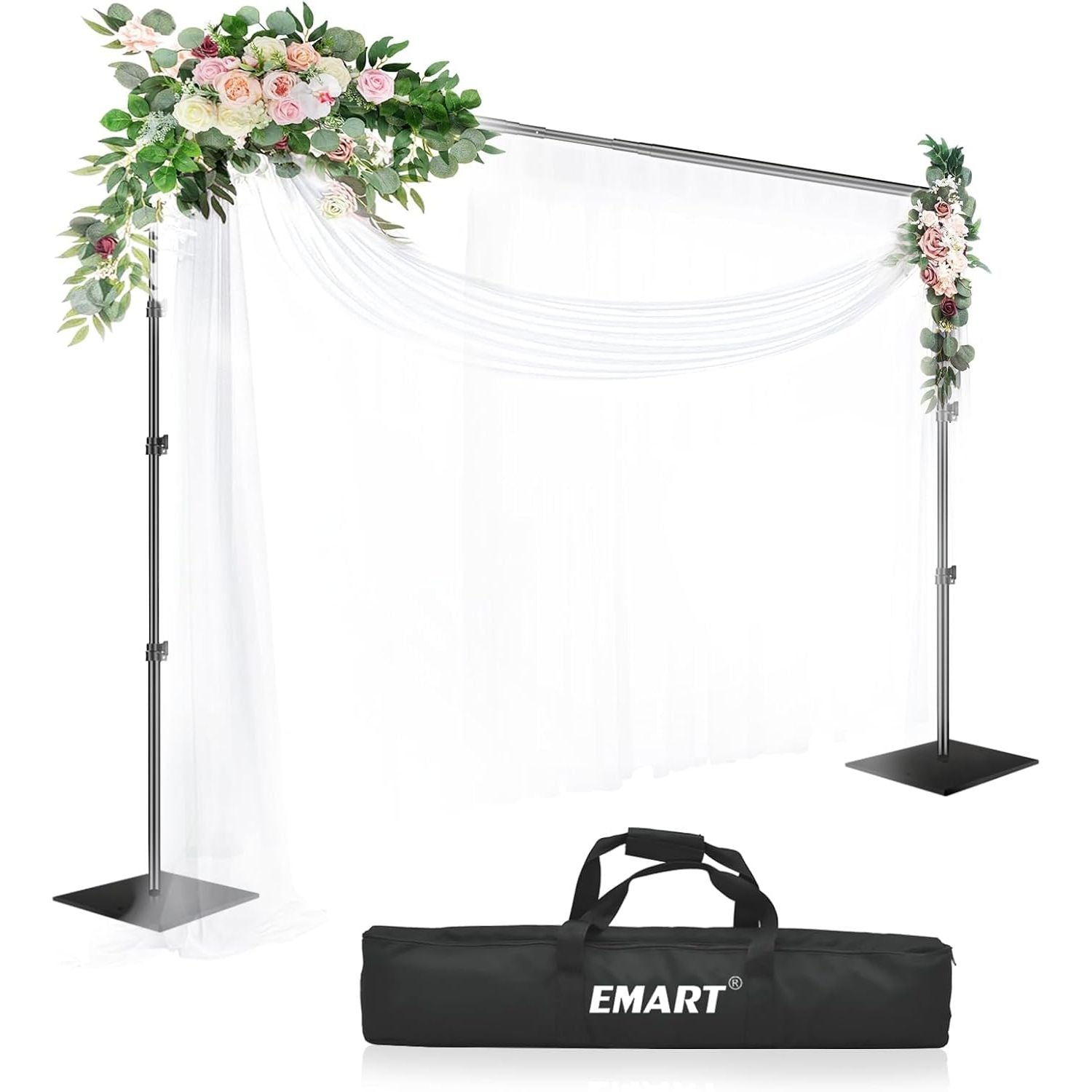 EMART 10x10ft Heavy Duty Black Backdrop Stand, Adjustable Support Kit