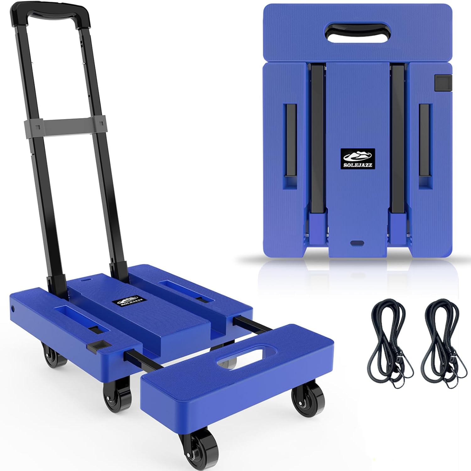 Folding Hand Truck 230KG Portable Dolly 6 Wheel Trolley Black SOLEJAZZ