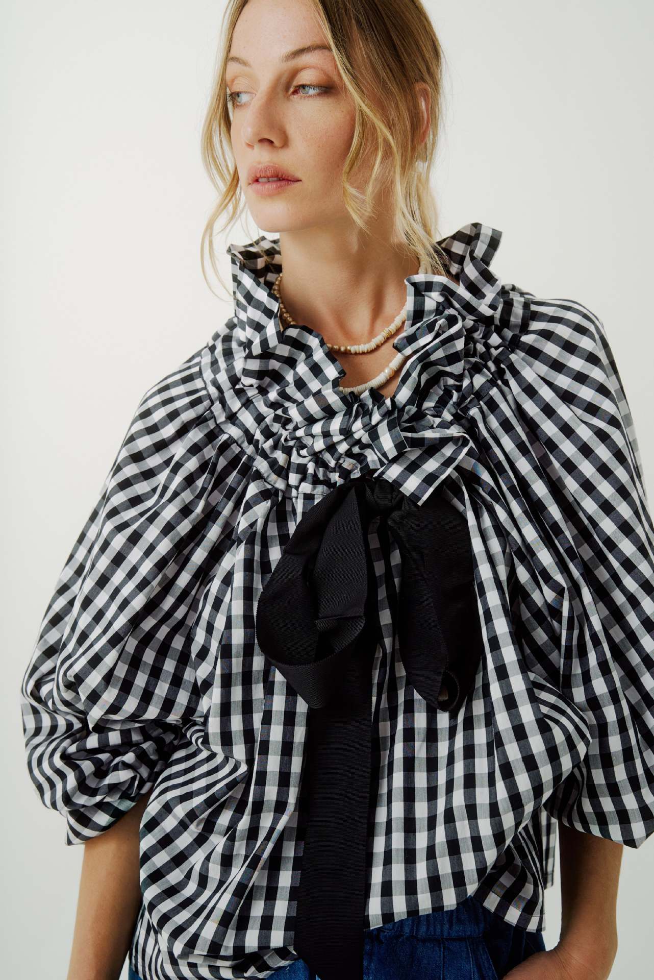 Women's Contrast Color Striped Shirt Lace-up Top