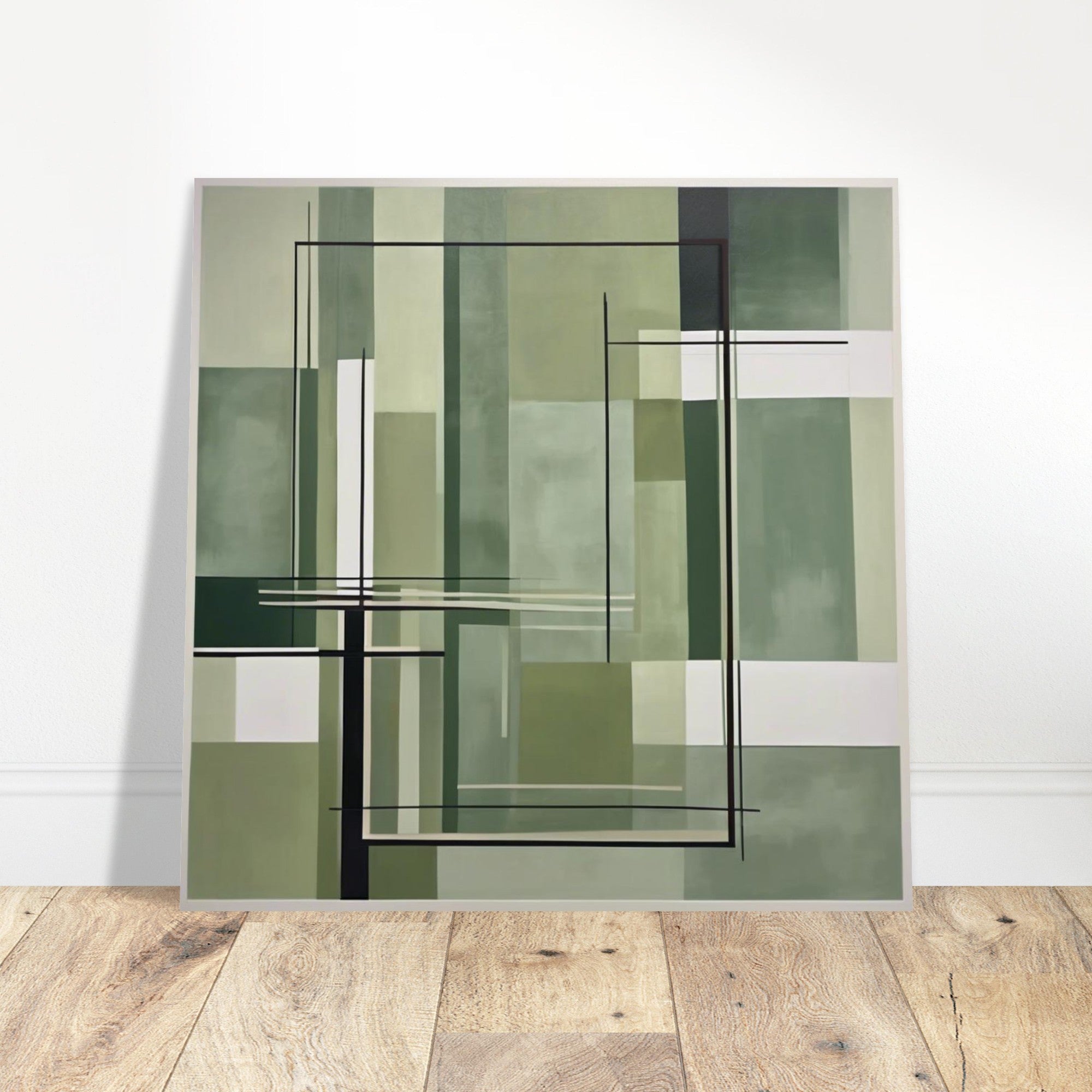 Sage Green Abstract Wall Art Print – Minimalist Geometric Poster, Modern Neutral Scandinavian Living Room Decor