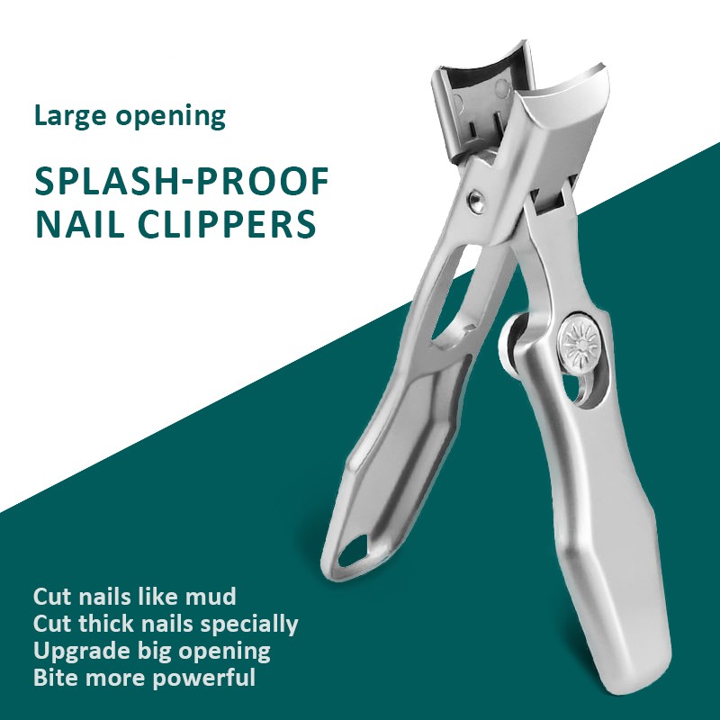 Splash Resistant Stainless Steel Nail Clippers With Large Openings