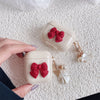 Beige Red Bow Shell Pendant Wireless Earphone Case