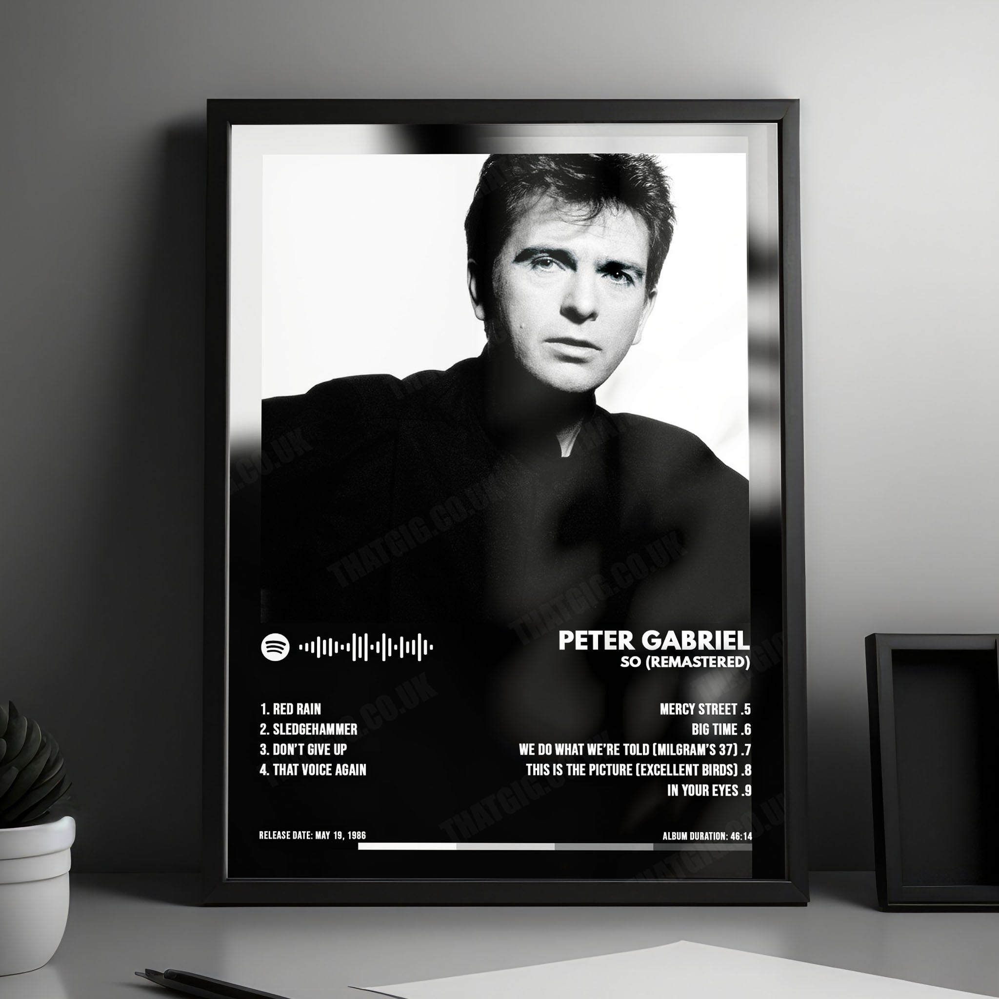 Peter Gabriel "So  " Album Cover Poster - with Complete Tracklist