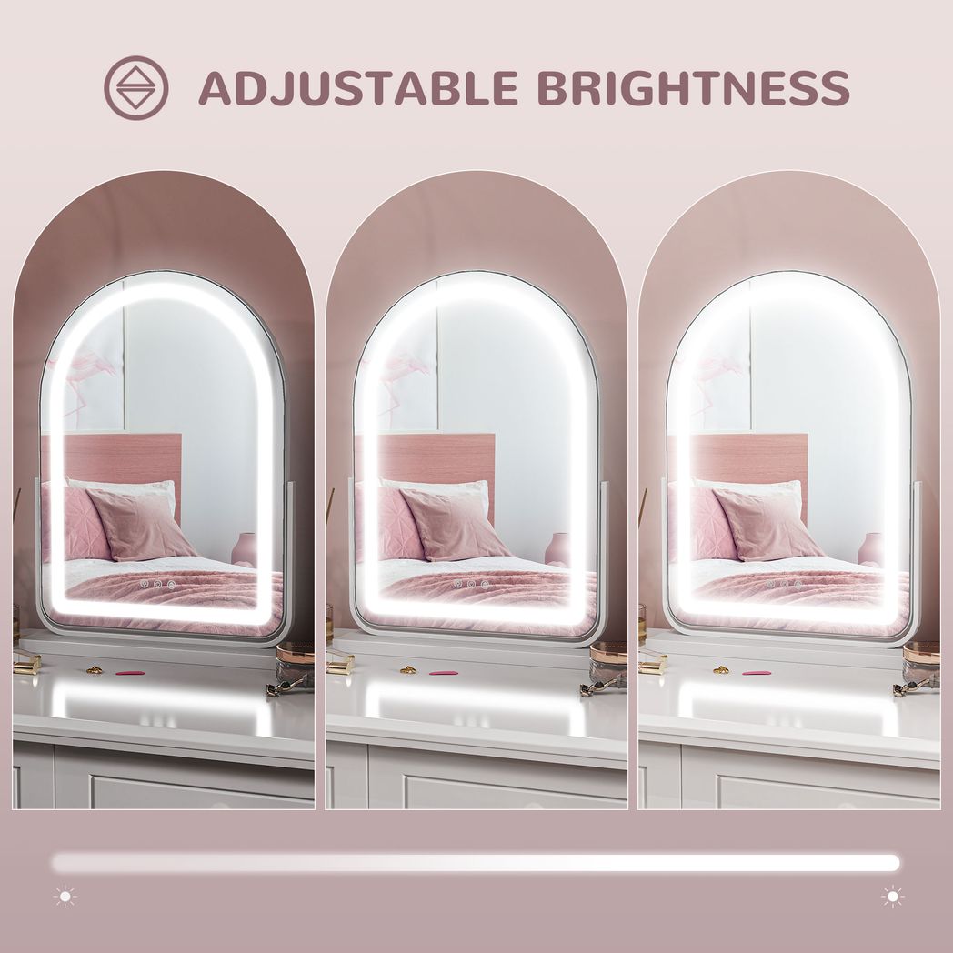 HOMCOM Vanity Mirror with Lights, 3 Colour, 360° Rotation, Touch Screen