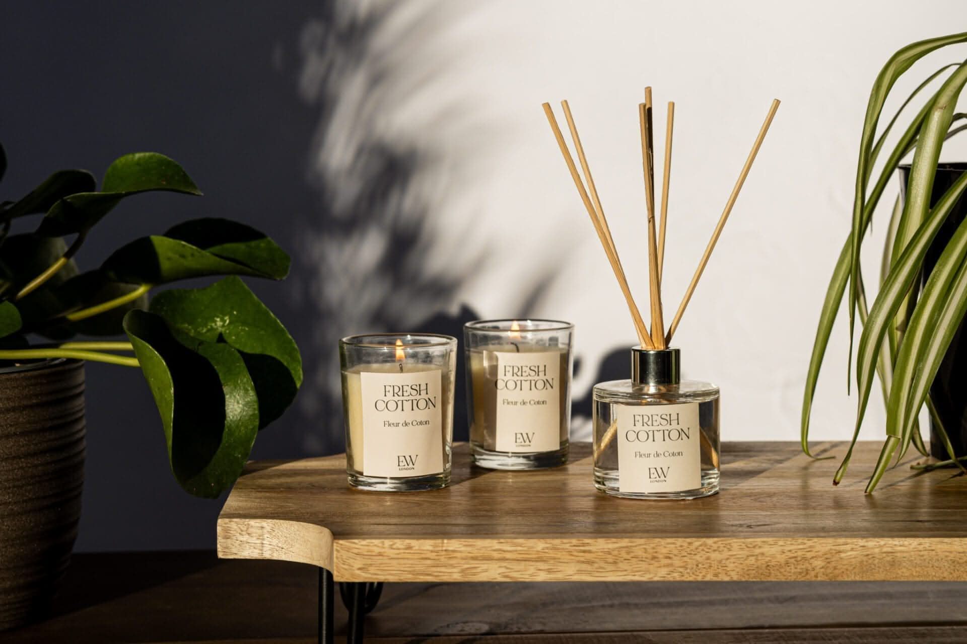 Fresh Cotton Diffuser and Candle Gift Set