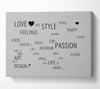 Love Quote Love Life Grey Canvas Wall Art