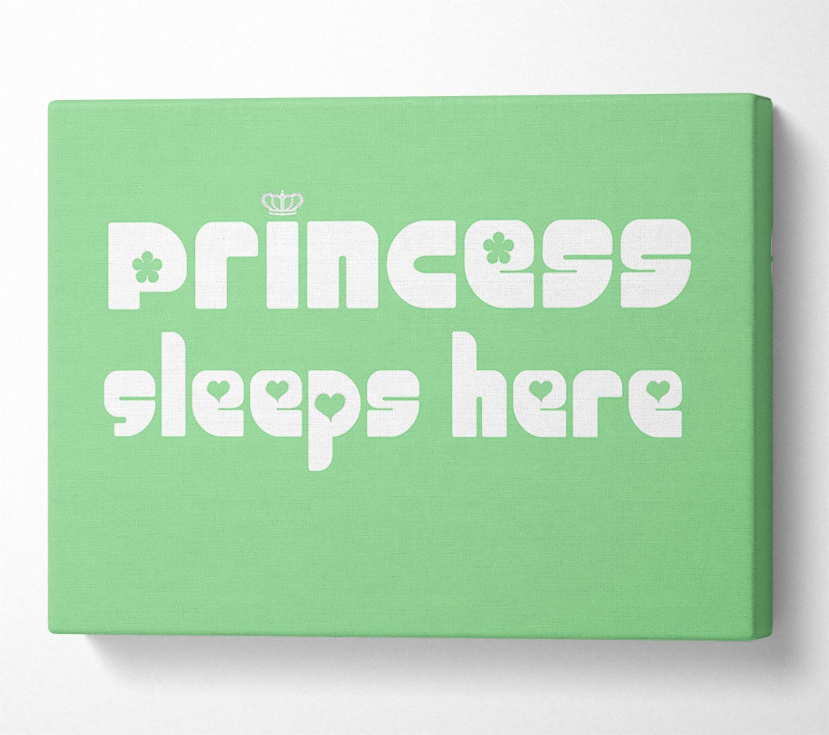 Nursery Quote Princess sleeps 2 Green Canvas Wall Art