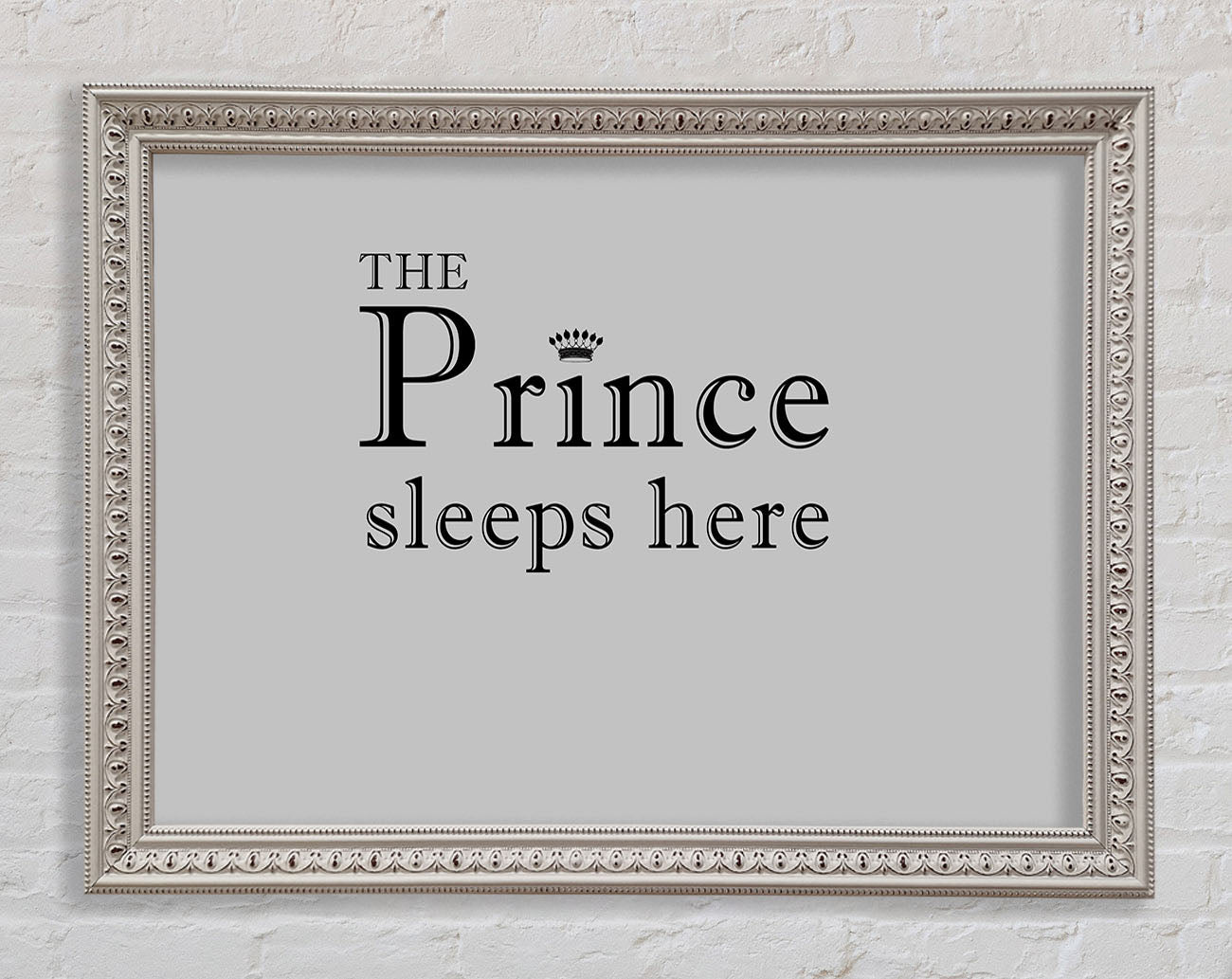 Boys room Quote The Prince Sleeps Here Grey Framed Wall Art