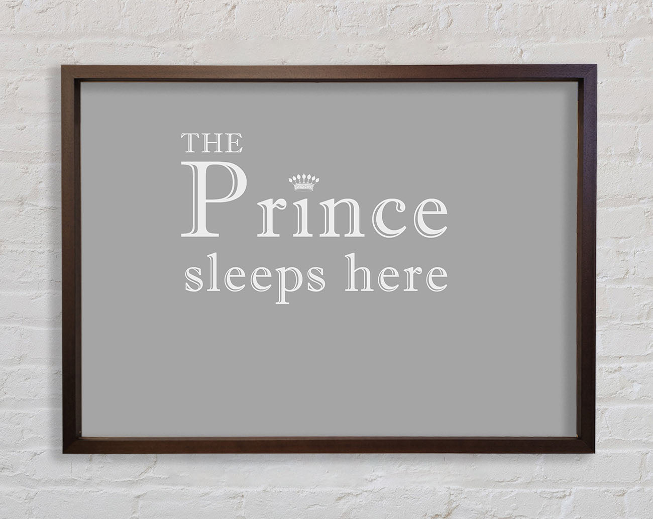 Boys room Quote The Prince Sleeps Here Grey White Framed Wall Art