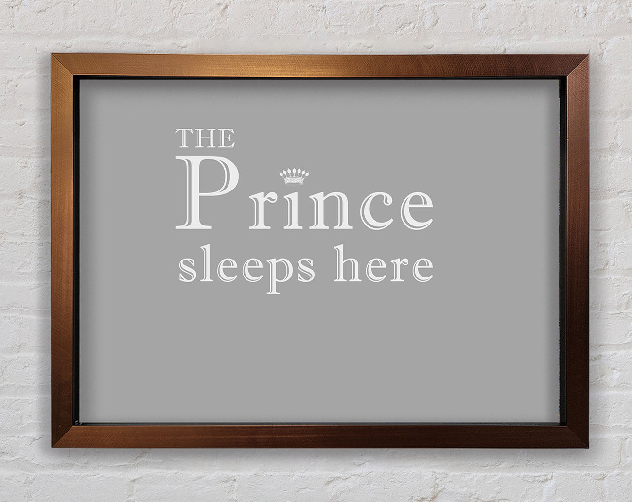 Boys room Quote The Prince Sleeps Here Grey White Framed Wall Art