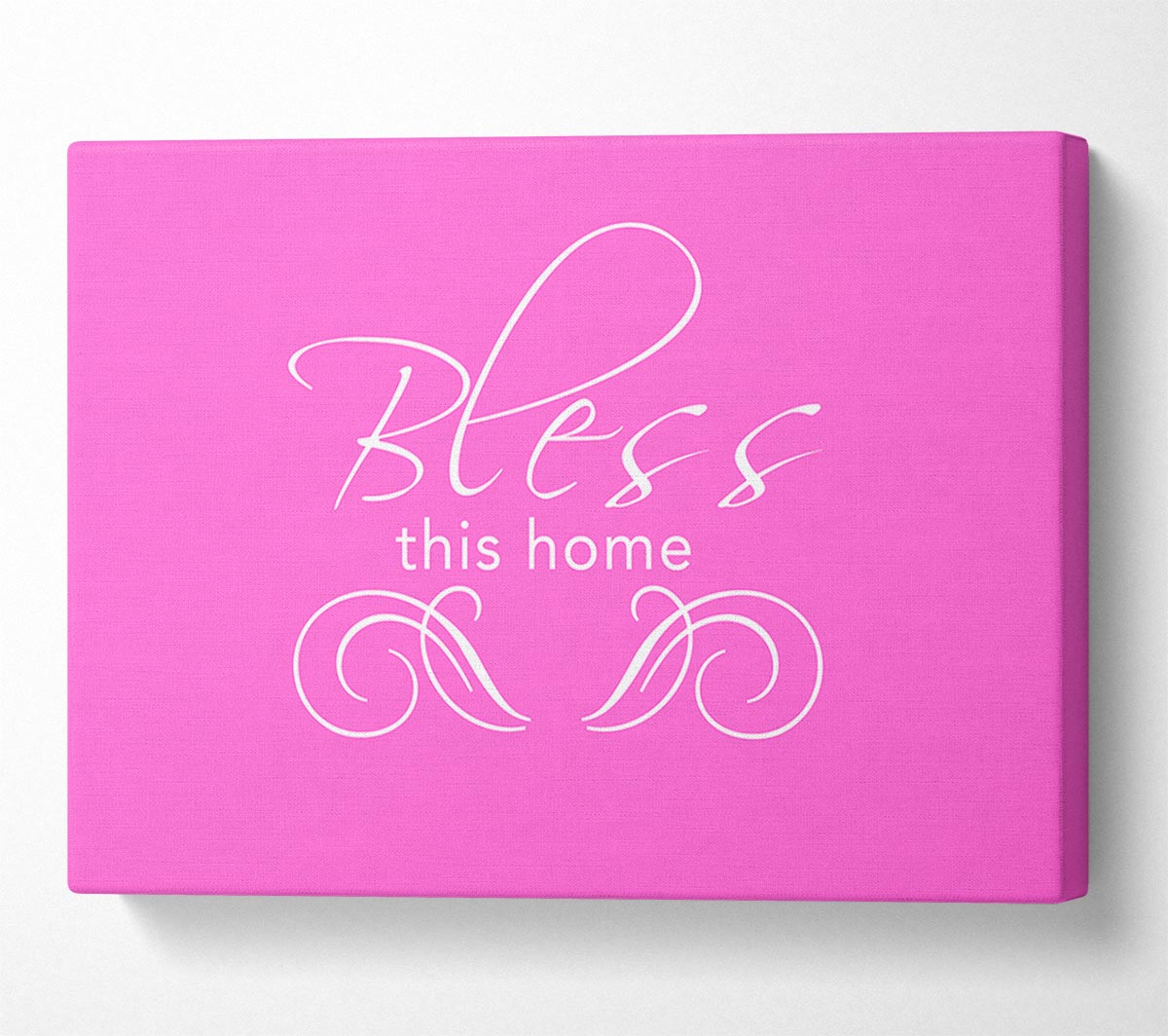 Home Quote Bless This Home Vivid Pink Canvas Wall Art
