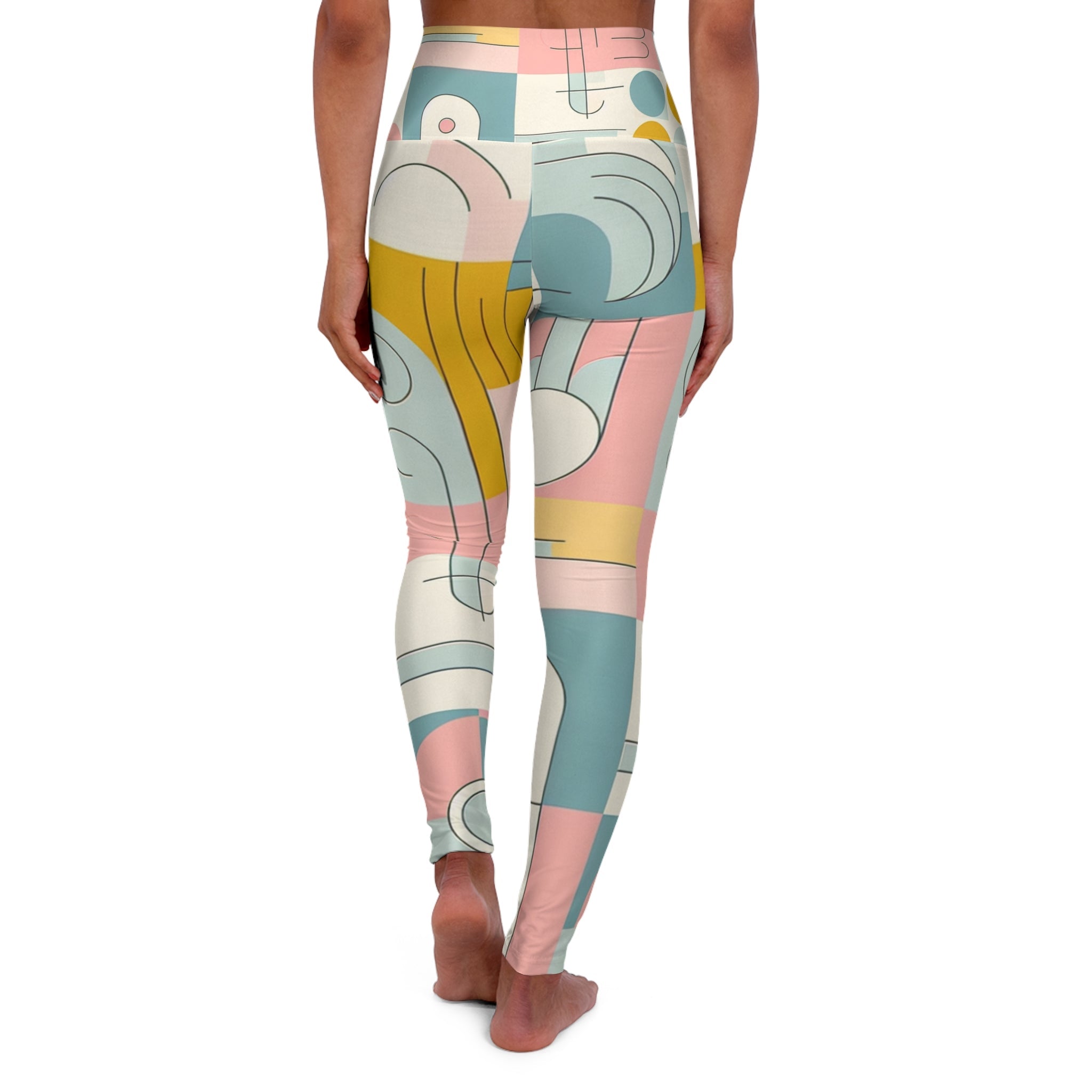 Abstract Pastel Leggings - Embrace Modern Aesthetic with Geometric Glam Design