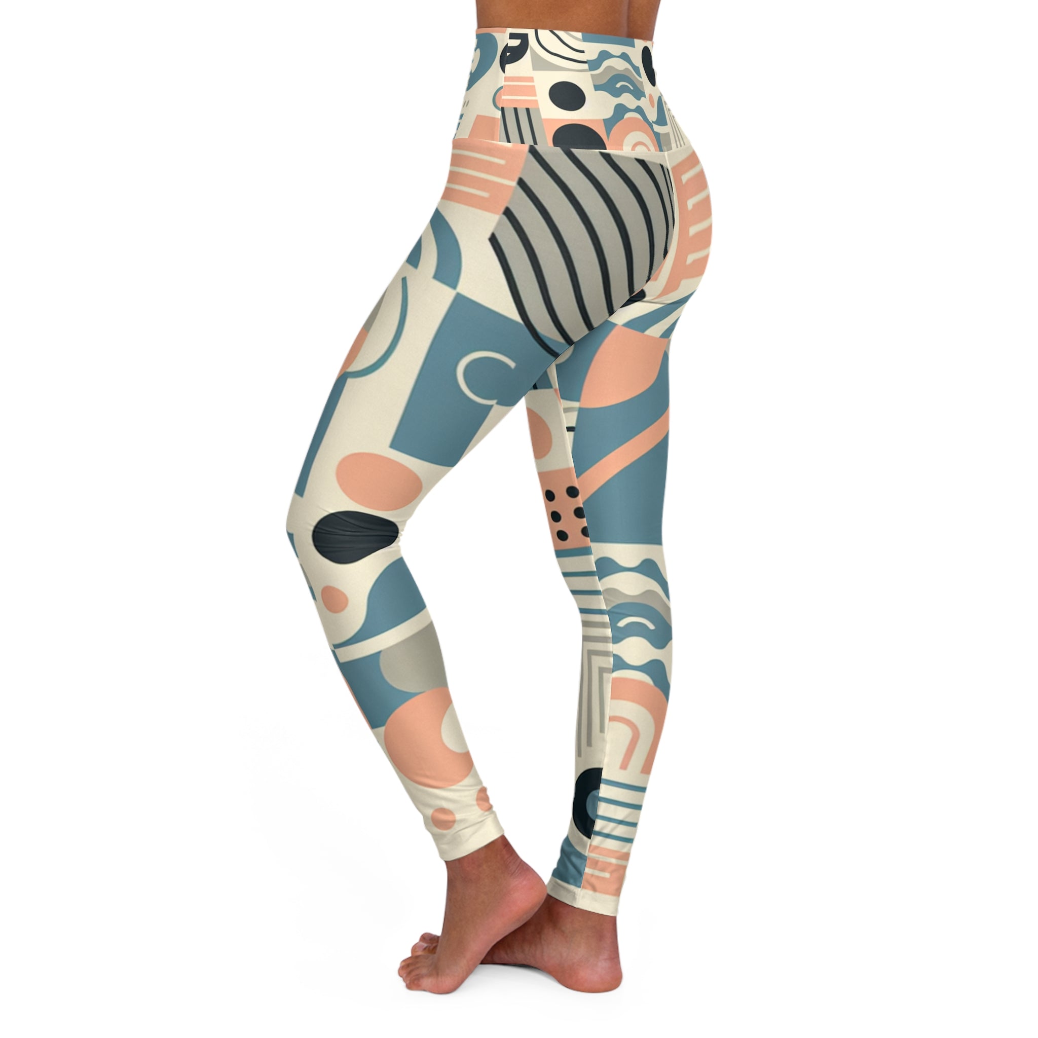 Fashion-Forward Pastel Patterned Leggings - Modern Aesthetic for Athleisure and Chic Comfort