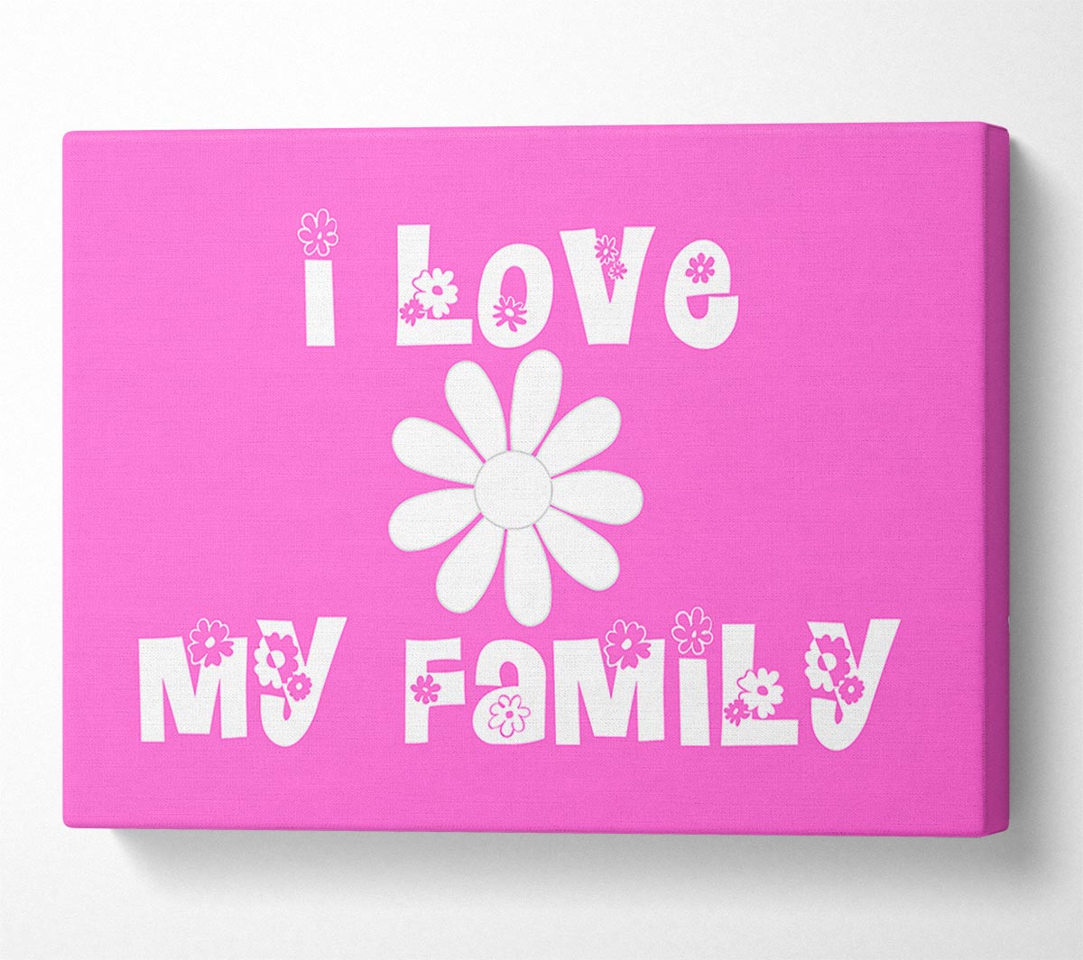 I Love My Family Vivid Pink Canvas Wall Art