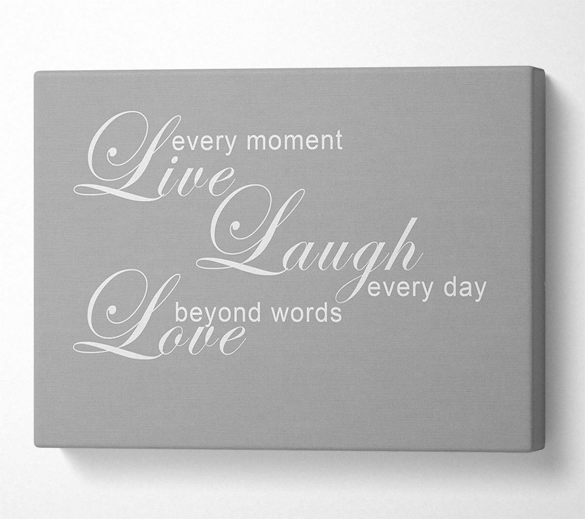 Love Quote Live Every Moment 3 Grey White Canvas Wall Art