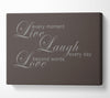Home Quote Live Every Moment 3 Chocolate Canvas Wall Art