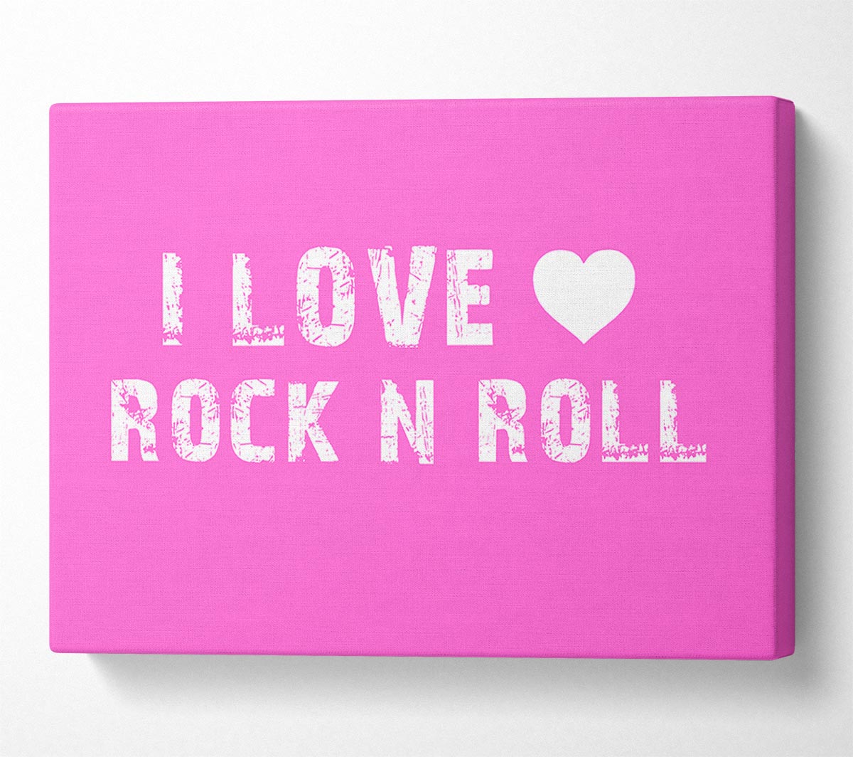 Music Quote I Love Rock N Roll Vivid Pink Canvas Wall Art