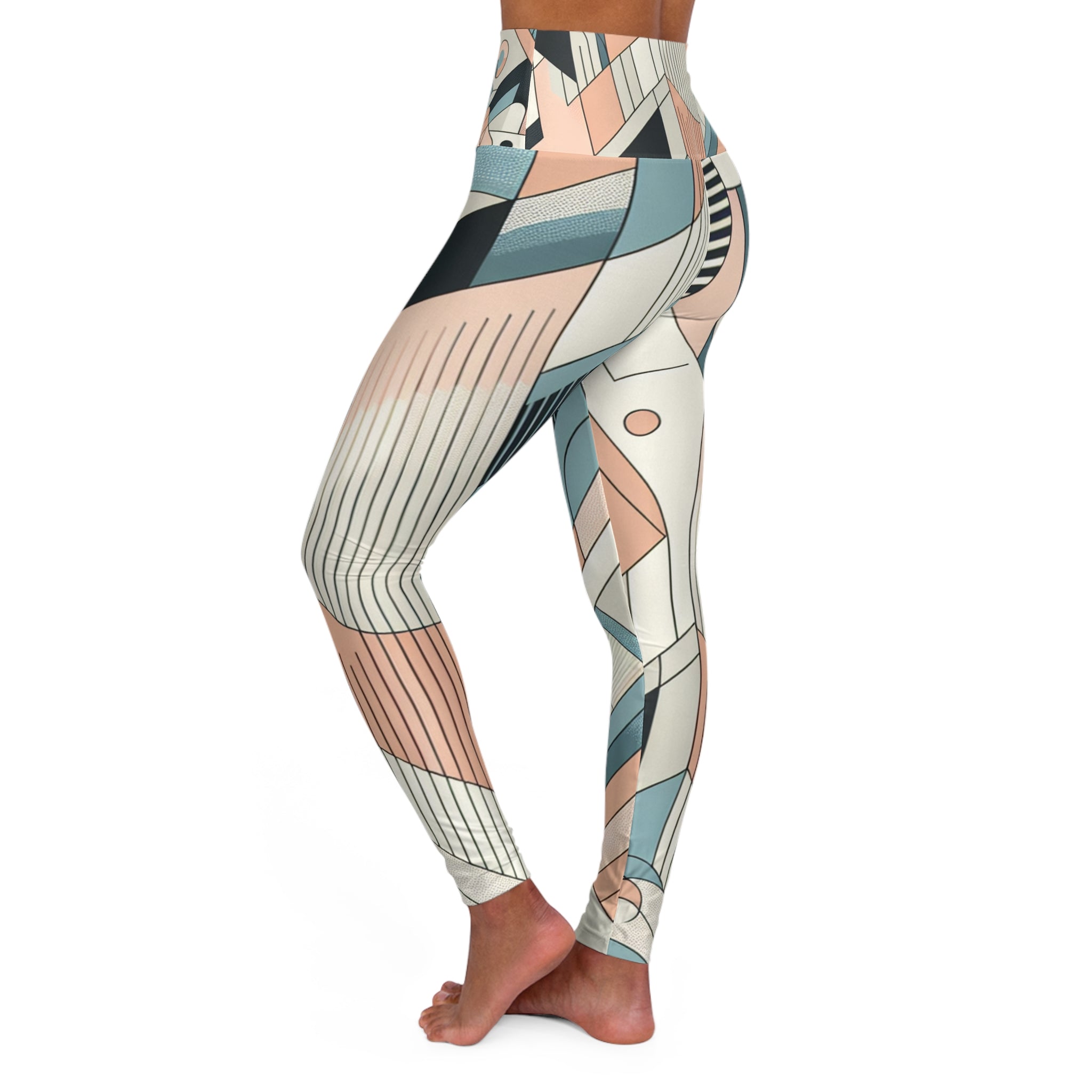 Generate Visual Leggings - Modern Chic Abstract Geometric Design in Calming Pastel