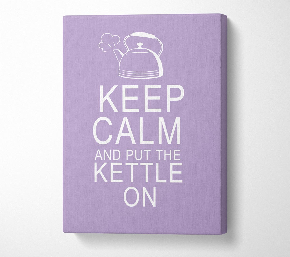 Kitchen Quote Keep Calm And Put The Kettle On Lilac Canvas Wall Art