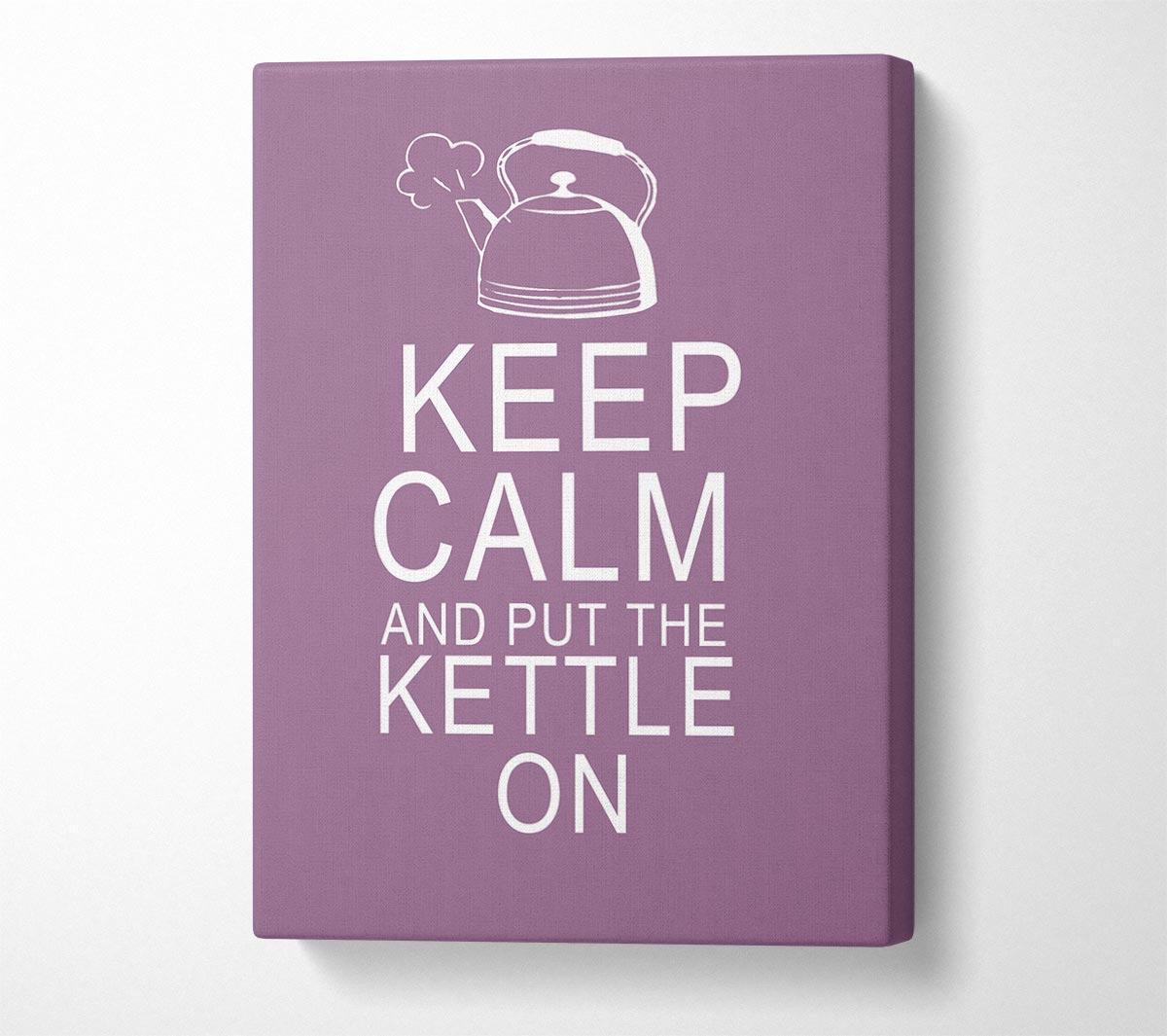 Kitchen Quote Keep Calm And Put The Kettle On Dusty Pink Canvas Wall Art