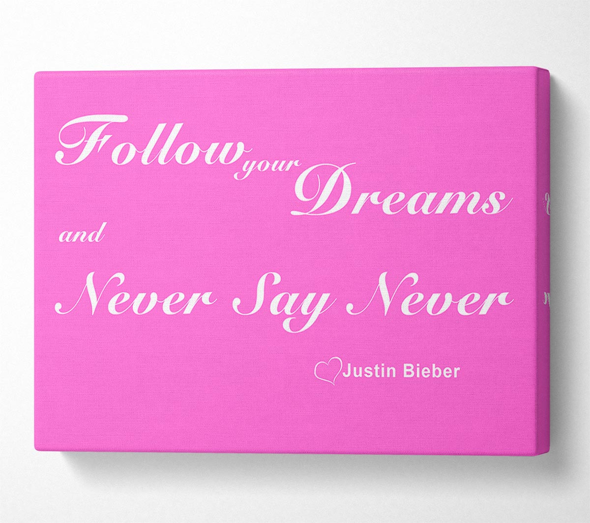 Music Quote Follow Your Dreams Justin Bieber Vivid Pink Canvas Wall Art