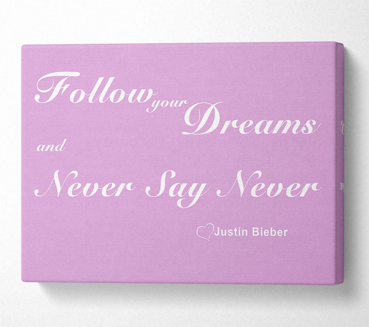 Music Quote Follow Your Dreams Justin Bieber Pink Canvas Wall Art