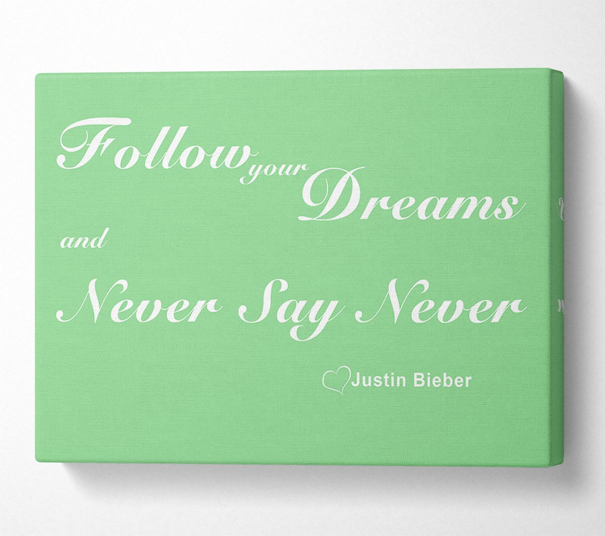 Music Quote Follow Your Dreams Justin Bieber Green Canvas Wall Art