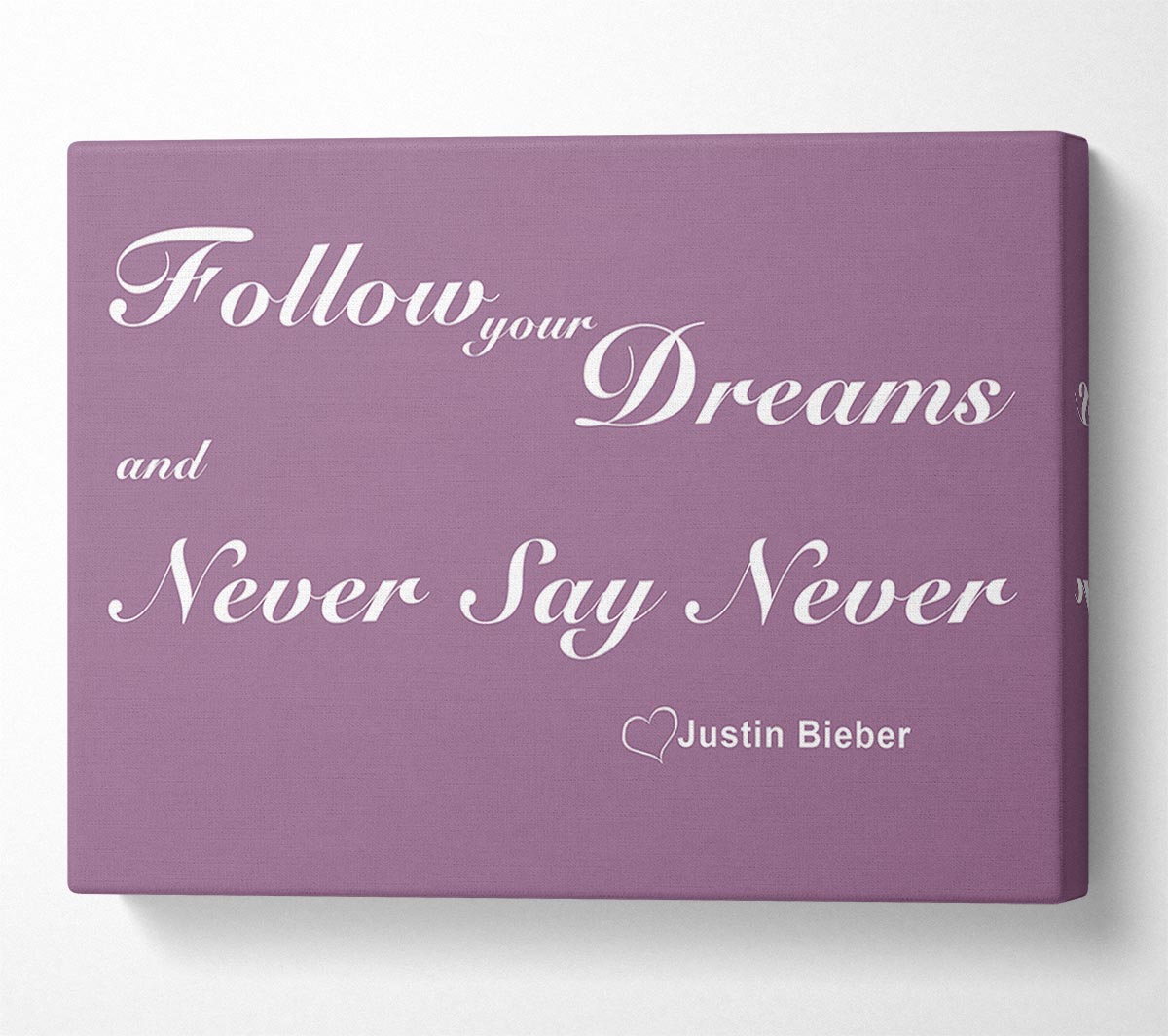 Music Quote Follow Your Dreams Justin Bieber Dusty Pink Canvas Wall Art