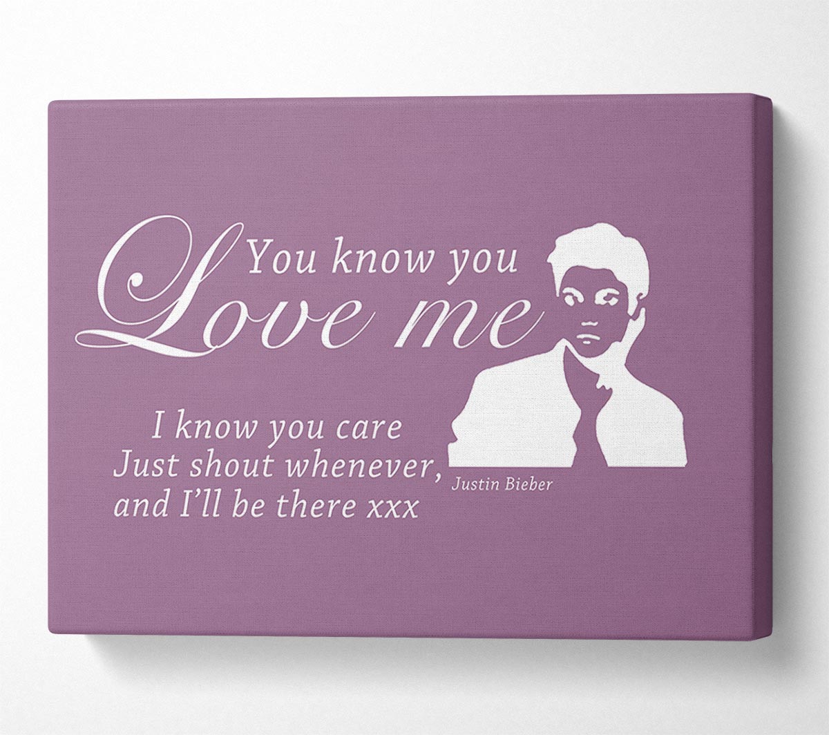 Music Quote You Know You Love Me Justin Bieber Dusty Pink Canvas Wall Art