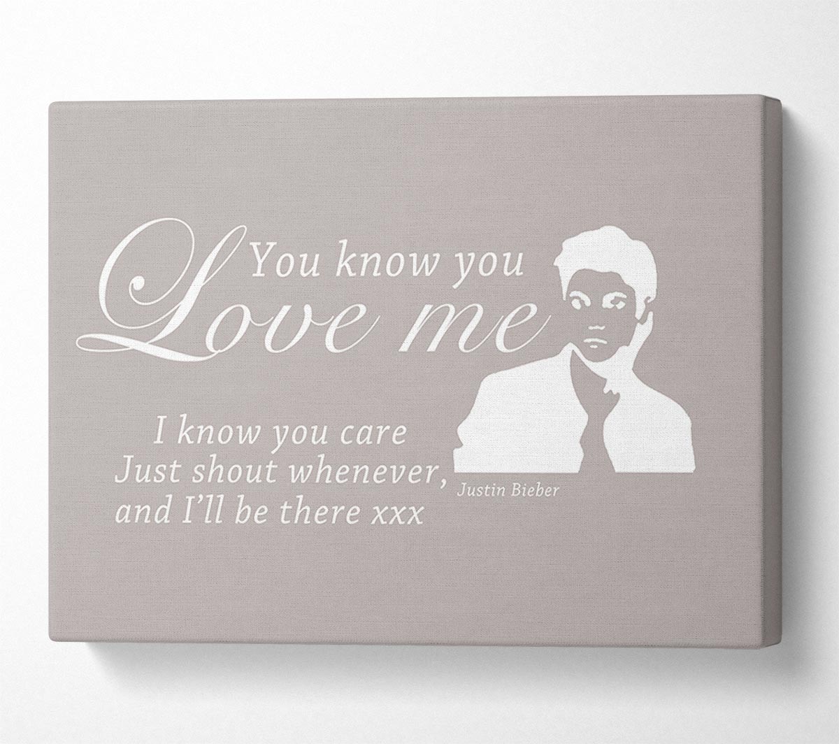 Music Quote You Know You Love Me Justin Bieber Beige Canvas Wall Art