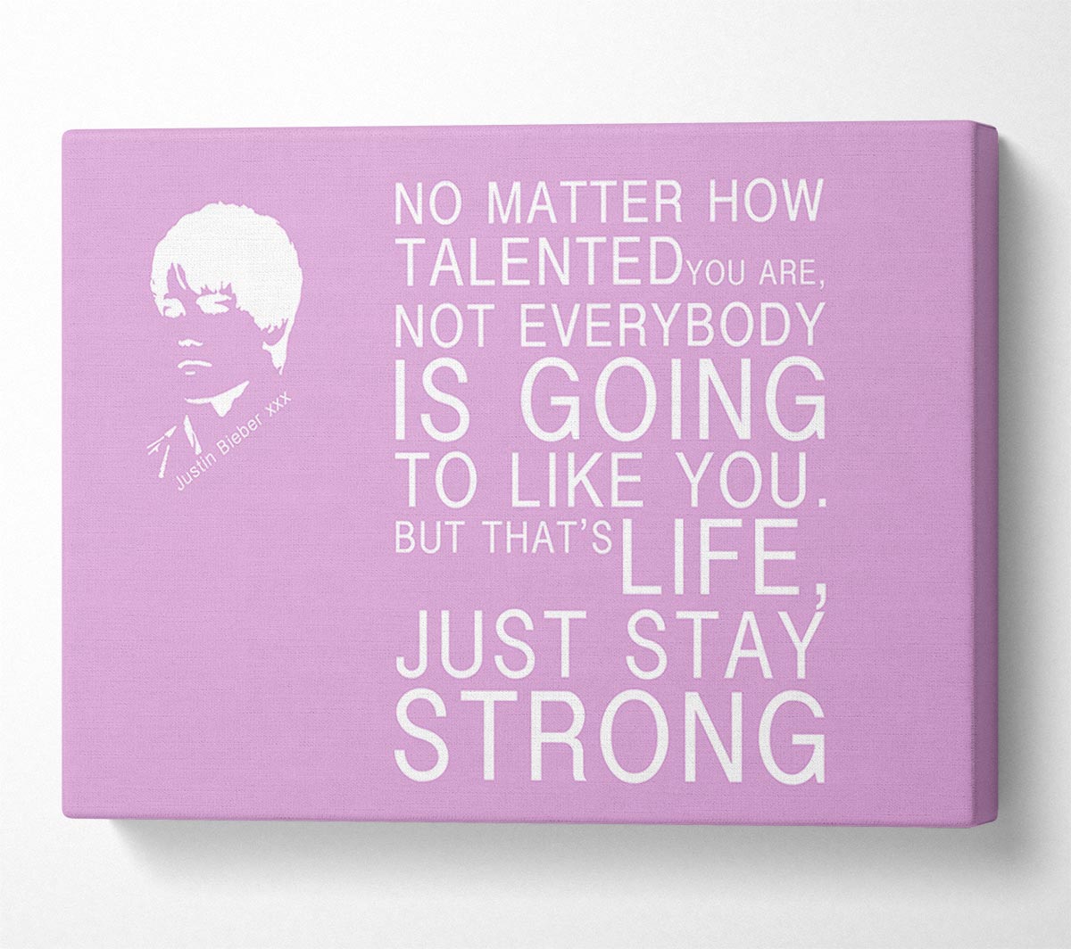 Music Quote No Matter How Talented Justin Bieber Pink Canvas Wall Art