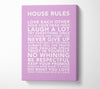 Family Quote House Rules 3 Pink Canvas Wall Art