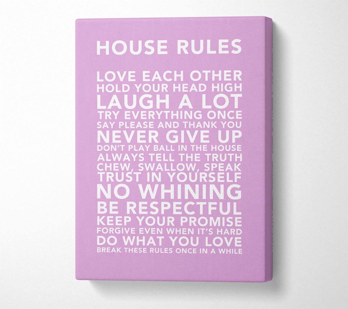 Family Quote House Rules 3 Pink Canvas Wall Art