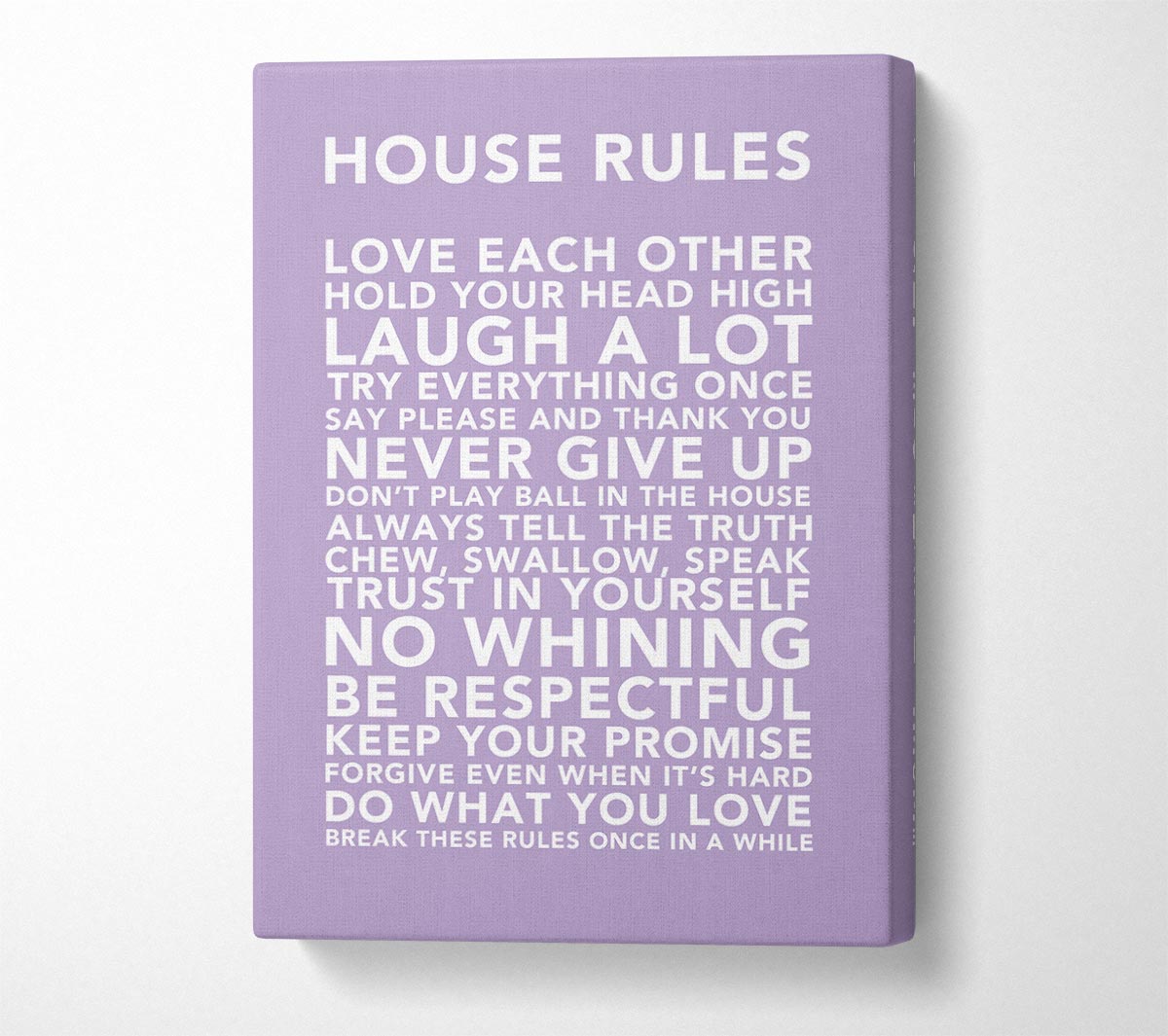 Family Quote House Rules 3 Lilac Canvas Wall Art