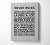 Family Quote House Rules 3 Grey Canvas Wall Art