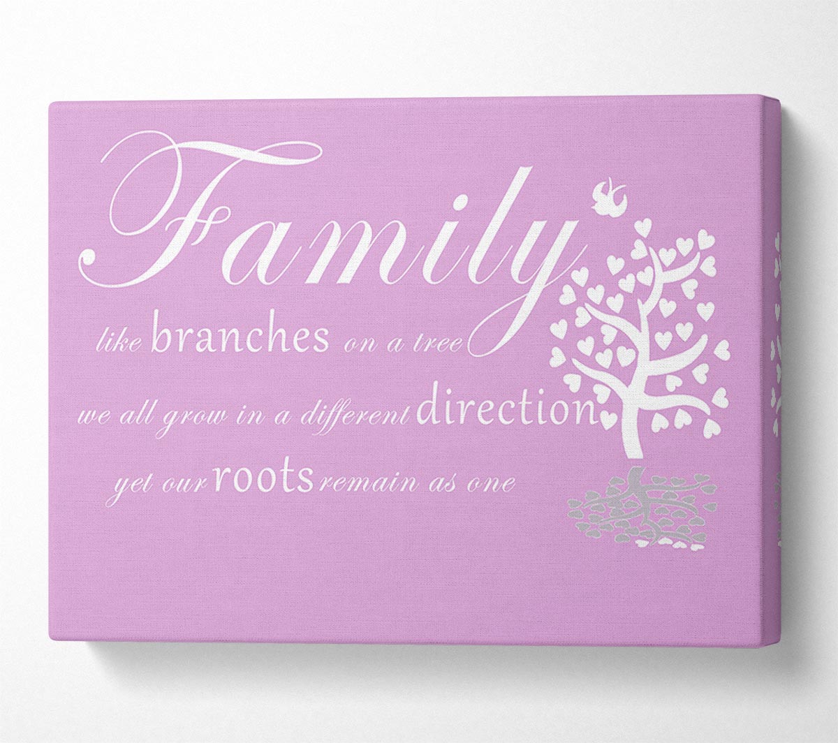 Family Quote Family Like Branches On A Tree Pink Canvas Wall Art