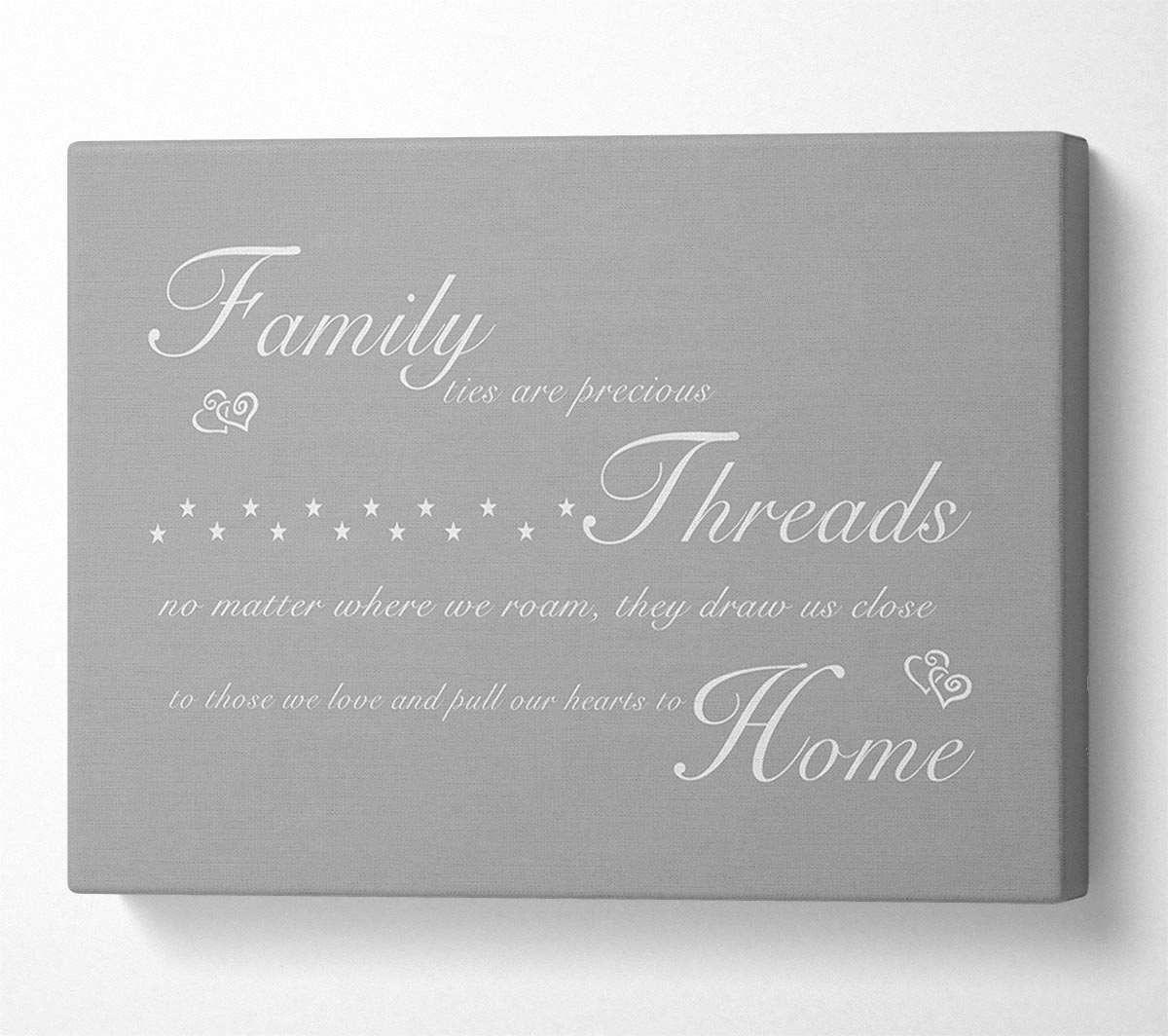 Family Quote Family Ties Are Precious Grey White Canvas Wall Art
