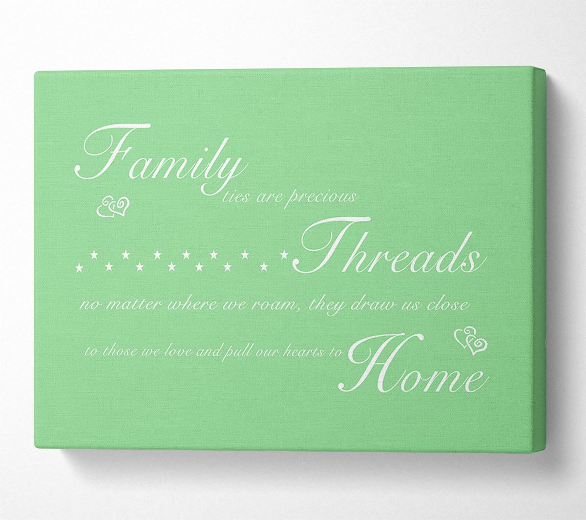 Family Quote Family Ties Are Precious Green Canvas Wall Art