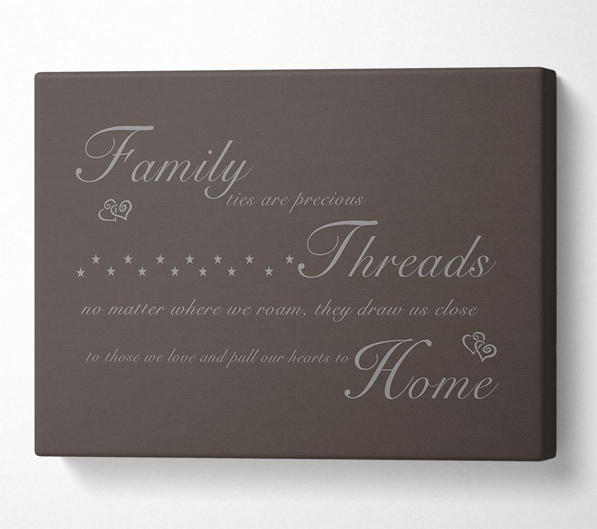 Family Quote Family Ties Are Precious Chocolate Canvas Wall Art