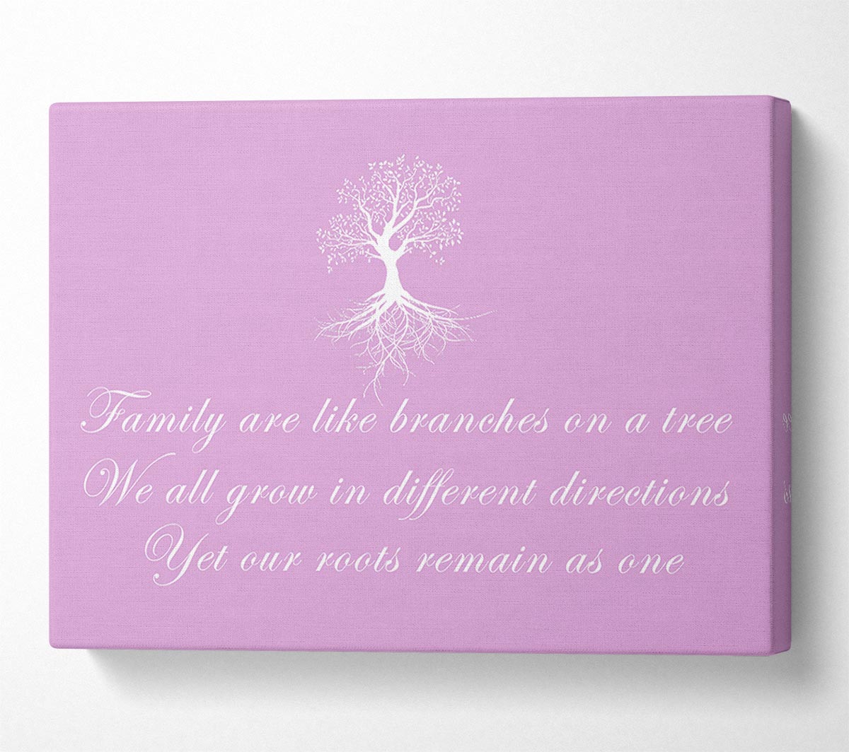 Family Quote Family Are Like Branches Pink Canvas Wall Art