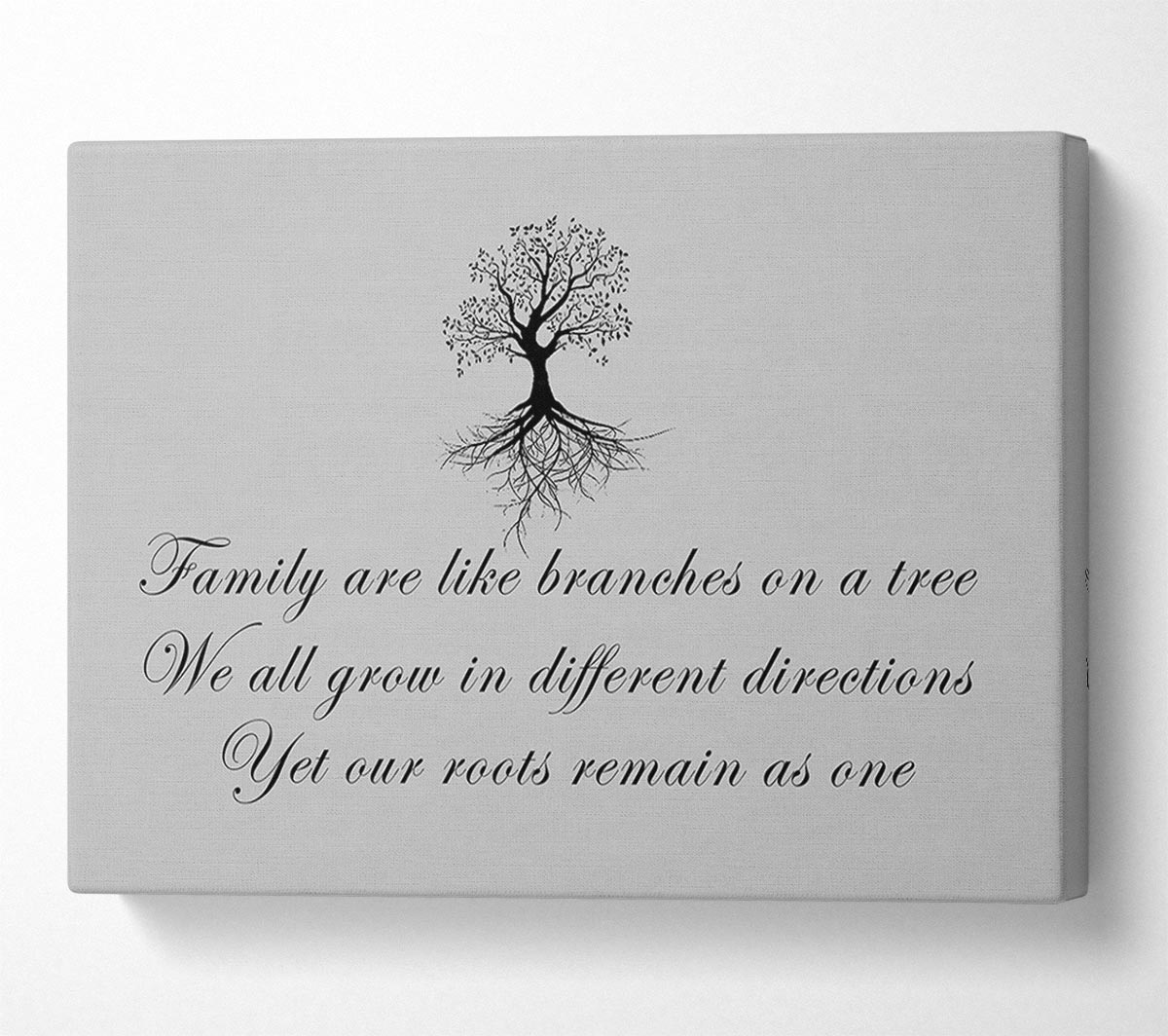Family Quote Family Are Like Branches Grey Canvas Wall Art