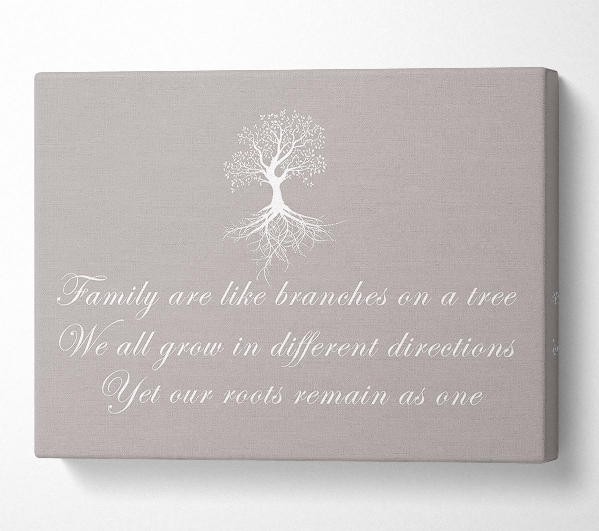 Family Quote Family Are Like Branches Beige Canvas Wall Art