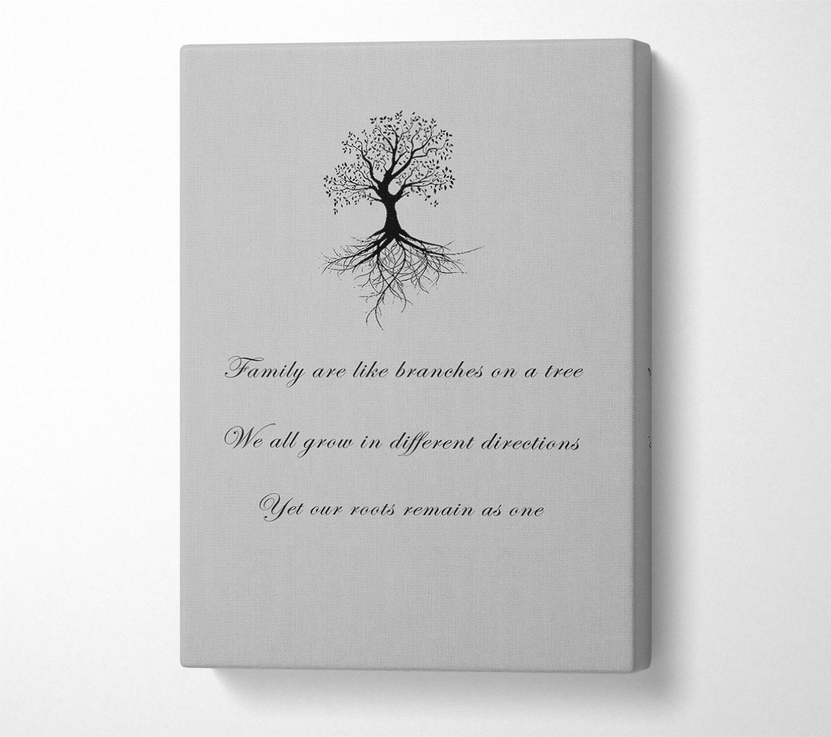 Family Quote Family Are Like Branches 2 Grey Canvas Wall Art