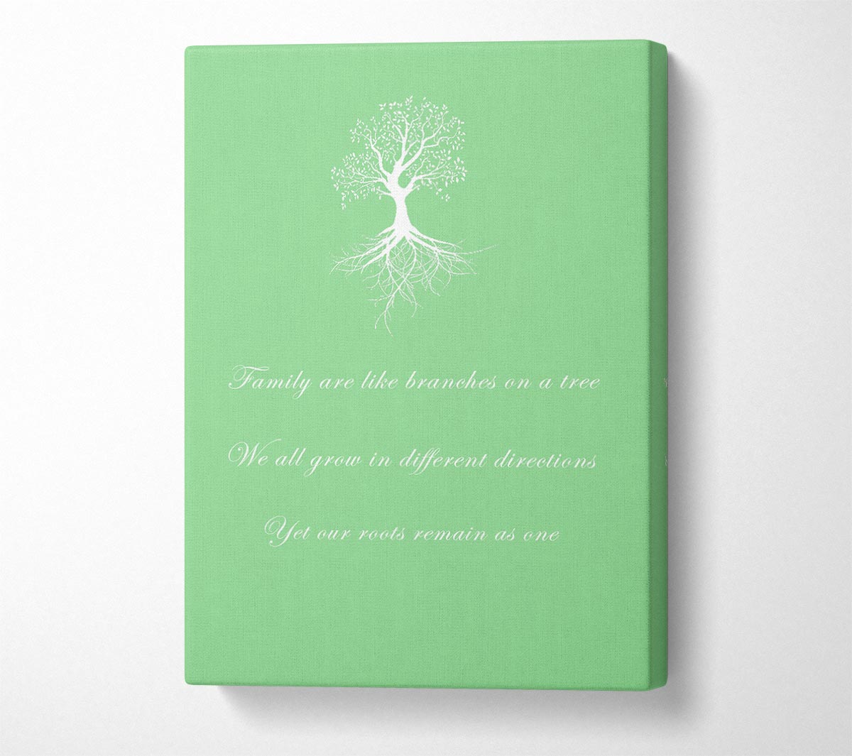 Family Quote Family Are Like Branches 2 Green Canvas Wall Art