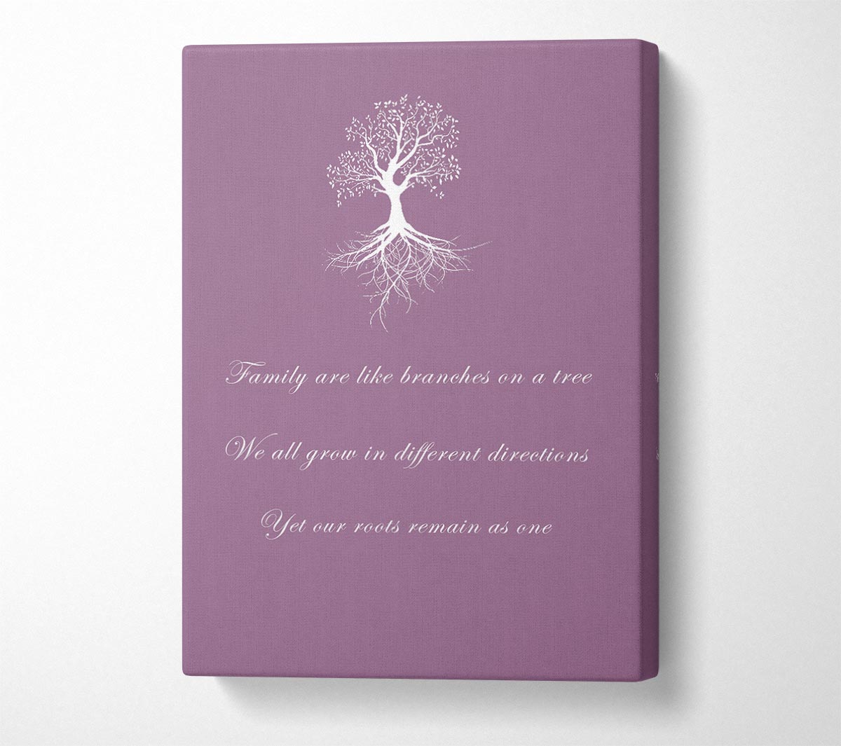 Family Quote Family Are Like Branches 2 Dusty Pink Canvas Wall Art