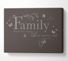 Family Quote Family Where Life Begins Chocolate Canvas Wall Art
