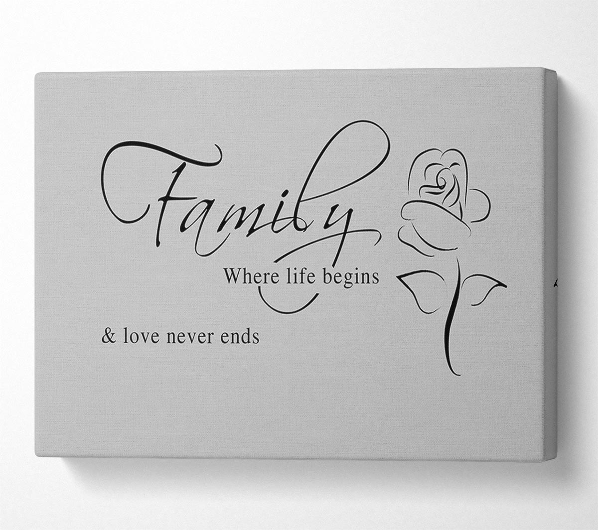 Family Quote Family Where Life Begins 1 Grey Canvas Wall Art