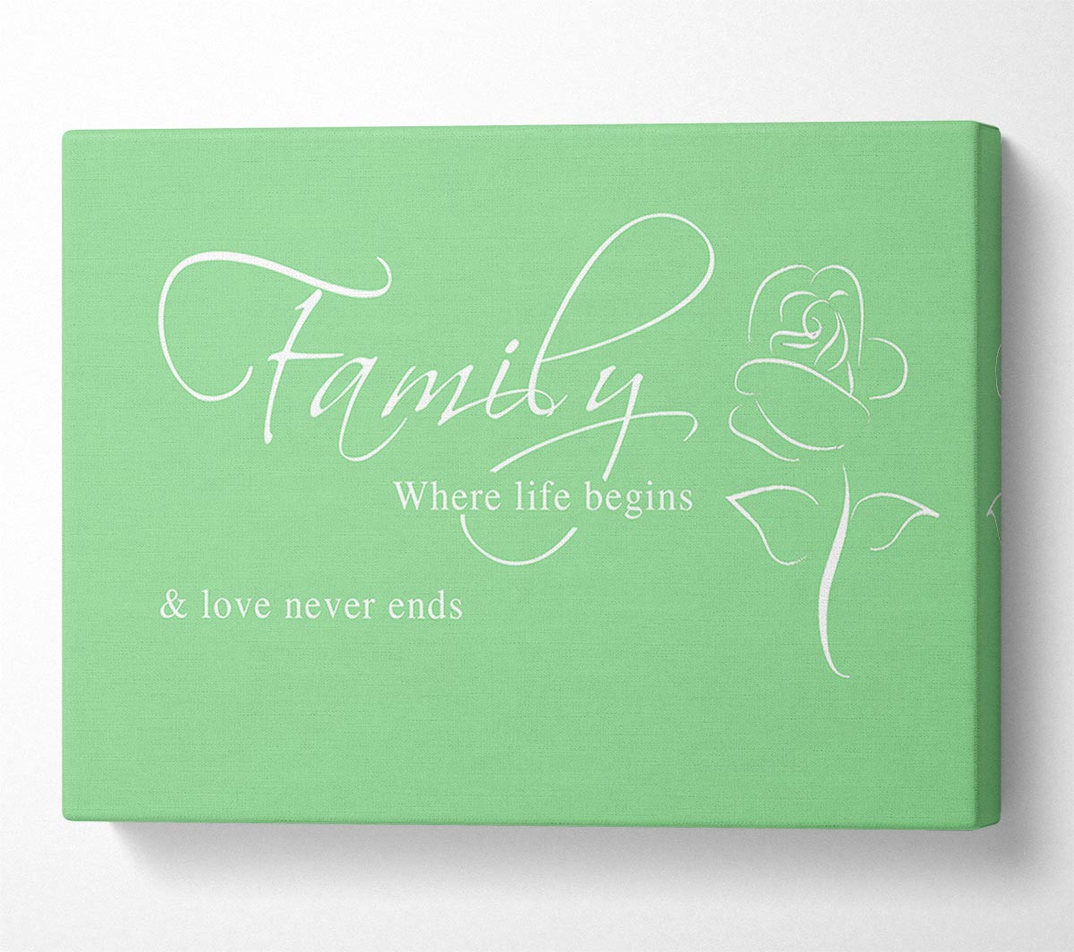 Family Quote Family Where Life Begins 1 Green Canvas Wall Art